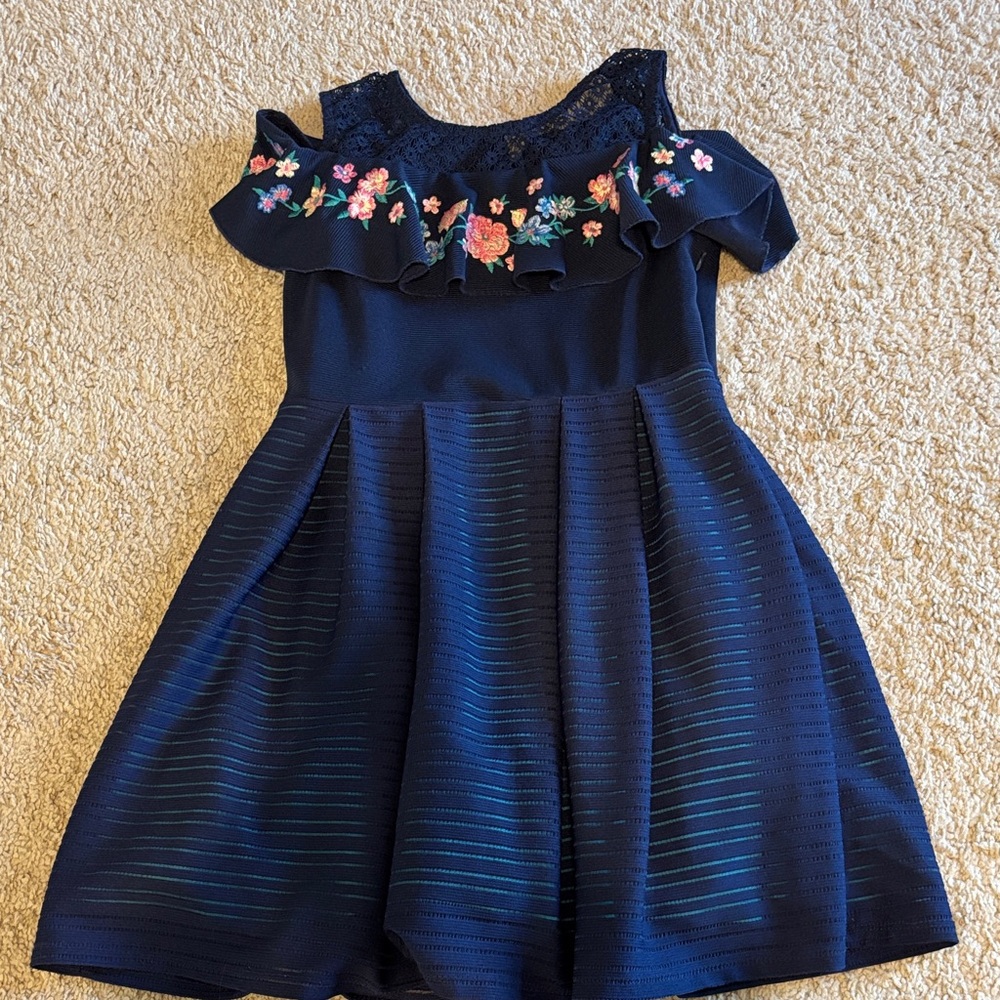 Knitworks Navy Dress with Floral Embroidery